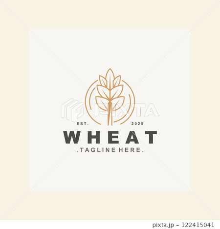 Wheat logo concept, agriculture nature wheat grain logo template 122415041