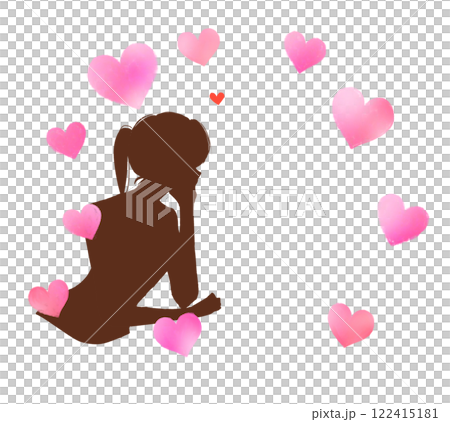 Woman in love silhouette heart Woman in love silhouette heart 122415181