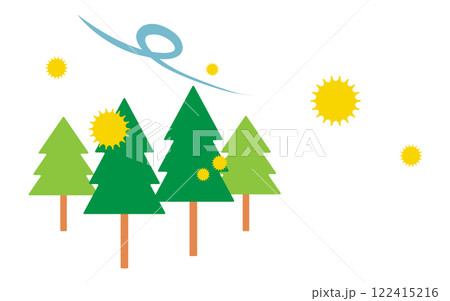 花粉症　花粉が飛ぶイメージイラスト 122415216