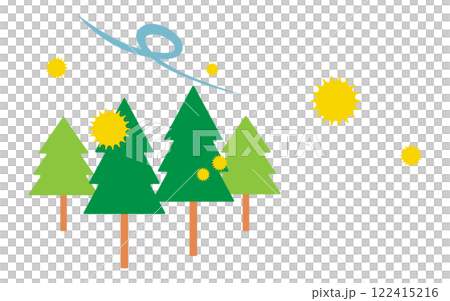 花粉症　花粉が飛ぶイメージイラスト 122415216