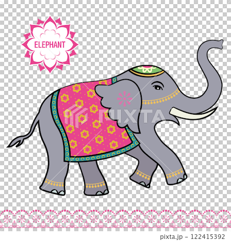 Pop Indian elephant illustration A Pop Indian elephant illustration A 122415392