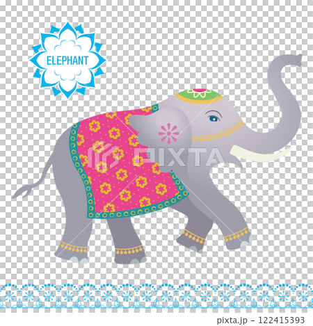 Pop Indian elephant illustration B 122415393