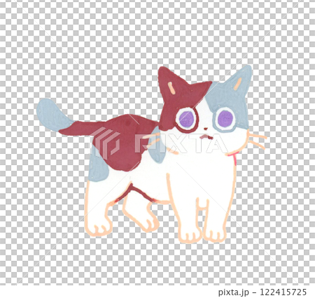 印花布貓，可愛的動物手繪插畫素材 122415725