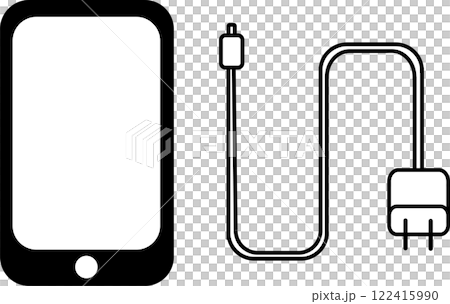 智慧型手機和充電器圖圖標 智慧型手機和充電器圖圖標 122415990
