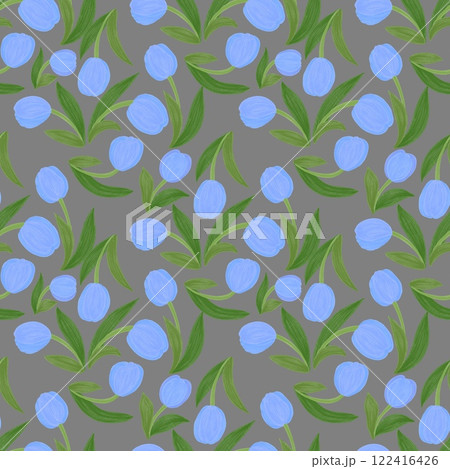 seamless colorful tulip pattern for fabric with Gray background seamless colorful tulip pattern for fabric with Gray background 122416426