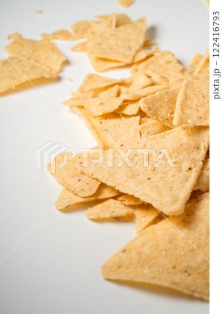 Tortilla cheese chips isolated Tortilla cheese chips isolated 122416793