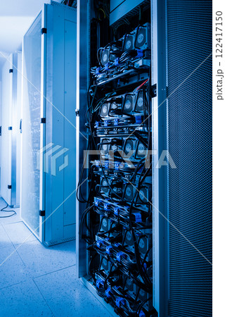 Server room with racks in internet data center 122417150