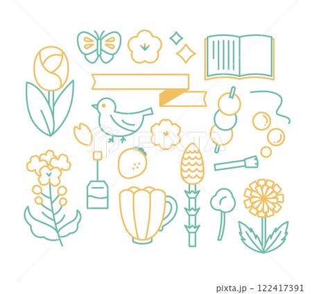 やさしい春のイラストセット 122417391