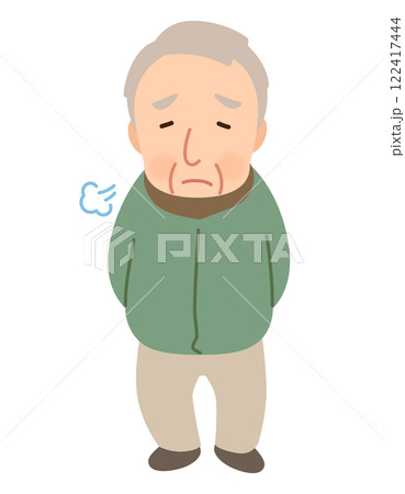 高齢男性　表情ポーズ　シニア　高齢者　後期高齢者 122417444