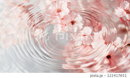 水面に揺れる桜と波紋が織りなす春の詩情 水面に揺れる桜と波紋が織りなす春の詩情 122417651