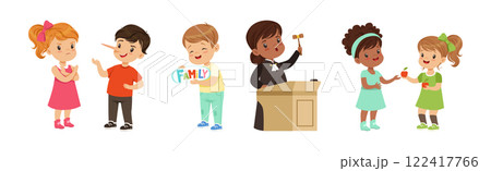 Kind and Fair Little Children with Honest Behavior Vector Set 122417766