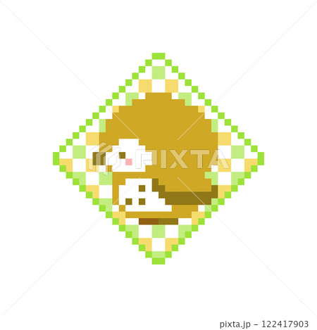 菱形の背景とフクロウのドット絵 122417903