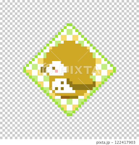 菱形の背景とフクロウのドット絵 122417903