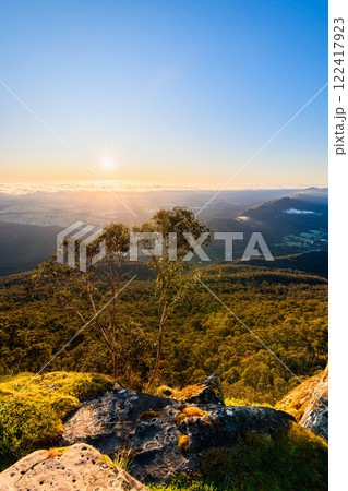 Stunning sunrise panorama from Boroka Lookout towards Halls Gap Stunning sunrise panorama from Boroka Lookout towards Halls Gap 122417923
