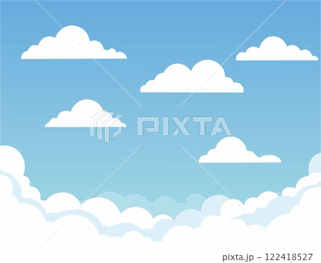 Blue sky with white clouds. Vector of the sky is clear and the clouds are scattered throughout the sky. 122418527