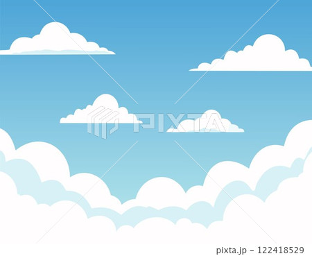 Blue sky with white clouds. Vector of the sky is clear and the clouds are scattered throughout the sky. Blue sky with white clouds. Vector of the sky is clear and the clouds are scattered throughout the sky. 122418529