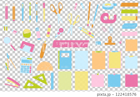 Stationery stamp style illustration set 122418576