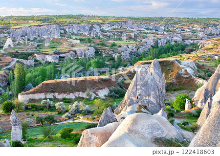 Majestic landscapes reveal the unique rock formations in Cappadocia's enchanting valleys Majestic landscapes reveal the unique rock formations in Cappadocia's enchanting valleys 122418603