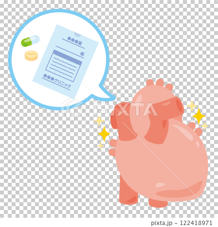 Illustration of a healthy heart with medicine 122418971