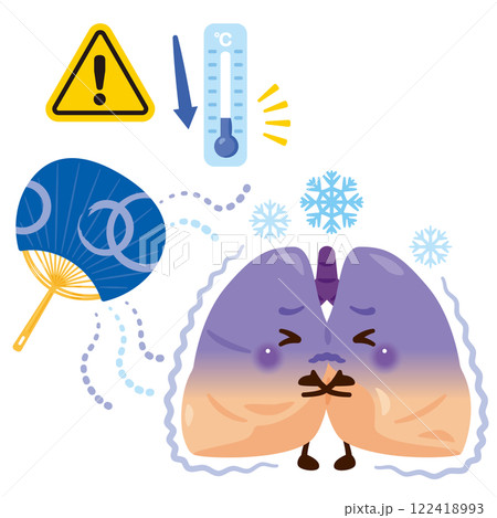 寒さで調子が悪くなる肺のキャラクター 寒さで調子が悪くなる肺のキャラクター 122418993