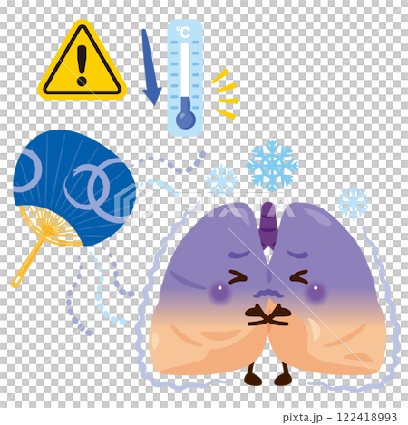 寒さで調子が悪くなる肺のキャラクター 寒さで調子が悪くなる肺のキャラクター 122418993