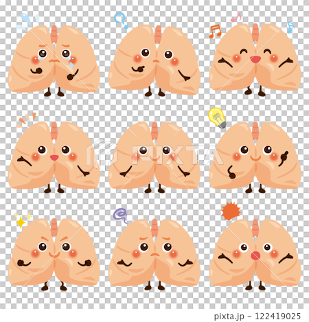 Lung character facial expression set 122419025