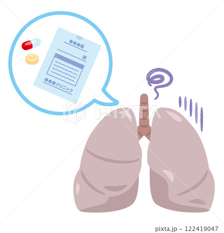 薬剤と調子が悪い肺のイラスト 122419047