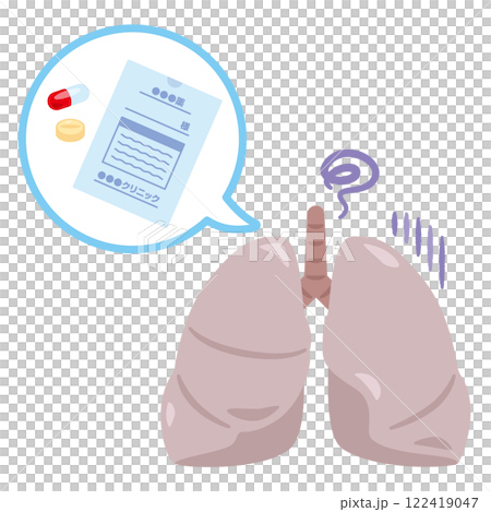 Illustration of drugs and unwell lungs 122419047