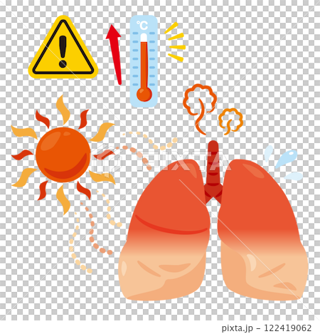 暑さでバテる肺のイラスト 122419062