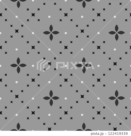 Tiny flower fabric pattern in black, white colours. Allover pattern for adult colouring book, interior, wallpaper, fabric. Vector illustration 122419339