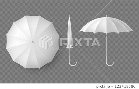 White umbrella mockups. Top and side views 122419580