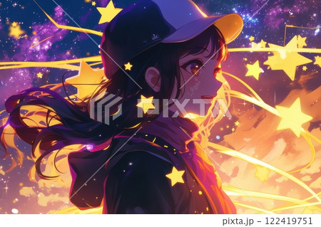 星に彩られたかわいい日本人の女の子（アニメ・マンガ・少女・異世界） 122419751