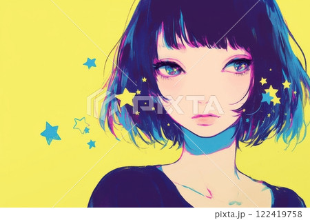 星に彩られたかわいい日本人の女の子（アニメ・マンガ・少女・異世界） 122419758