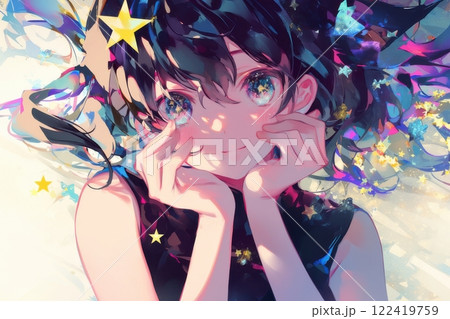 星に彩られたかわいい日本人の女の子（アニメ・マンガ・少女・異世界） 122419759