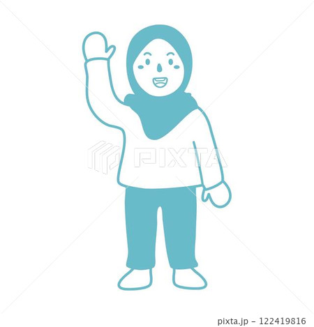 girls wearing hijab playing happily icon 122419816