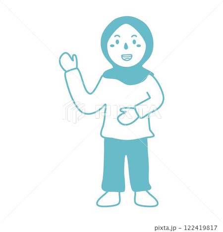 girls wearing hijab playing happily illustration girls wearing hijab playing happily illustration 122419817