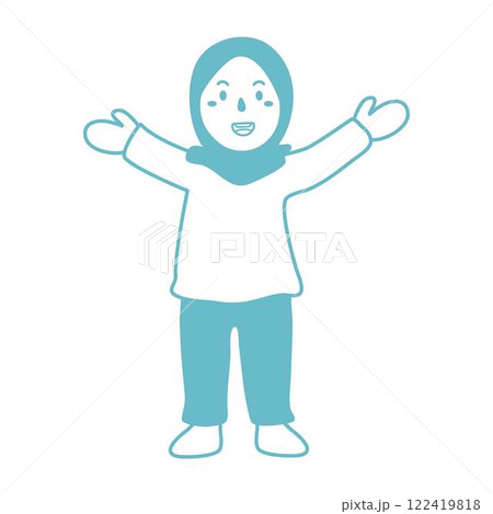 girls wearing hijab playing happily girls wearing hijab playing happily 122419818