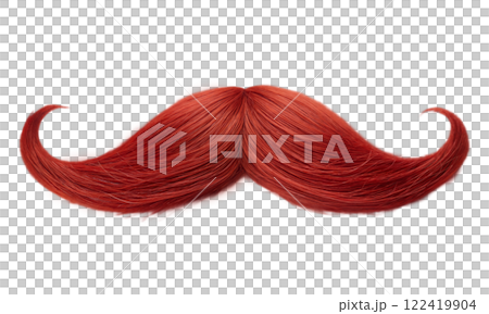 A vibrant red mustache is prominently displayed against a white background A vibrant red mustache is prominently displayed against a white background 122419904