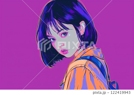東京をイメージしたレトロポップな女の子（アニメ・マンガ・少女・異世界） 122419943