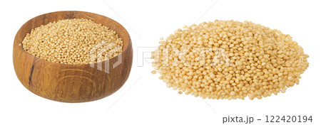 Amaranth grain seeds in wooden bowl isolated on white background Amaranth grain seeds in wooden bowl isolated on white background 122420194