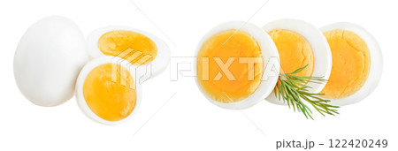 boiled egg and half isolated on white background 122420249