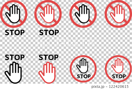 Stop, prohibition, stop hand icon mark 122420615