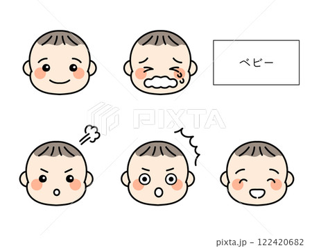 色々な表情の赤ちゃんのアイコン 122420682