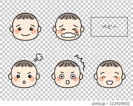 色々な表情の赤ちゃんのアイコン 122420682