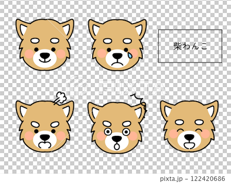 具有各種表情的柴犬圖標 具有各種表情的柴犬圖標 122420686