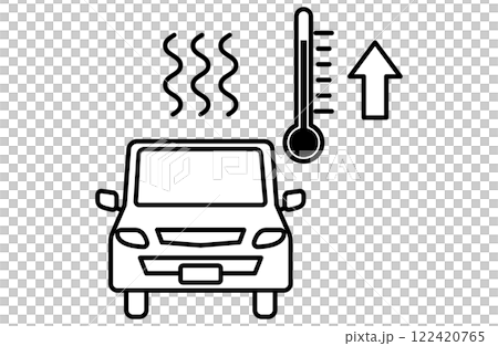 Vector illustration of rising temperature inside the car Heat stroke Dehydration Simple icon Vector illustration of rising temperature inside the car Heat stroke Dehydration Simple icon 122420765