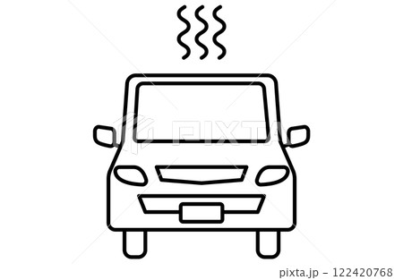 車内温度上昇のベクターイラスト 熱中症 脱水症状 シンプル アイコン 122420768