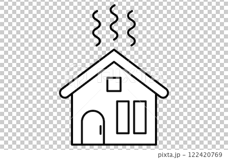 室内温度上昇のベクターイラスト 屋内 熱中症  脱水症状 シンプル アイコン 122420769