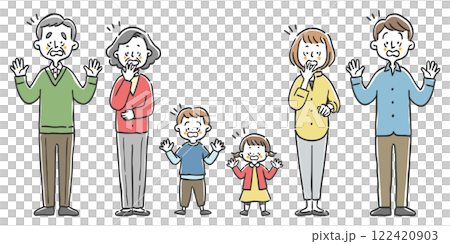 Surprised family three generations whole body vector 122420903