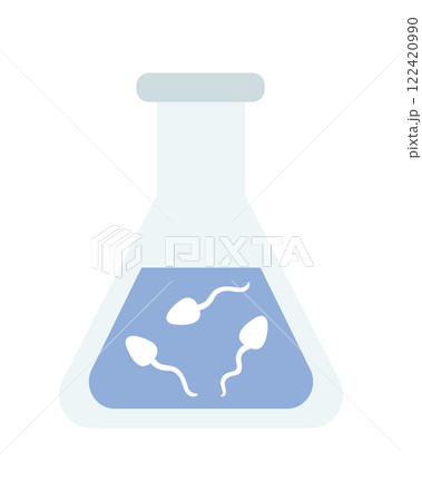 Medical analysis. Flask with sperm. Vector illustration in flat style.  122420990
